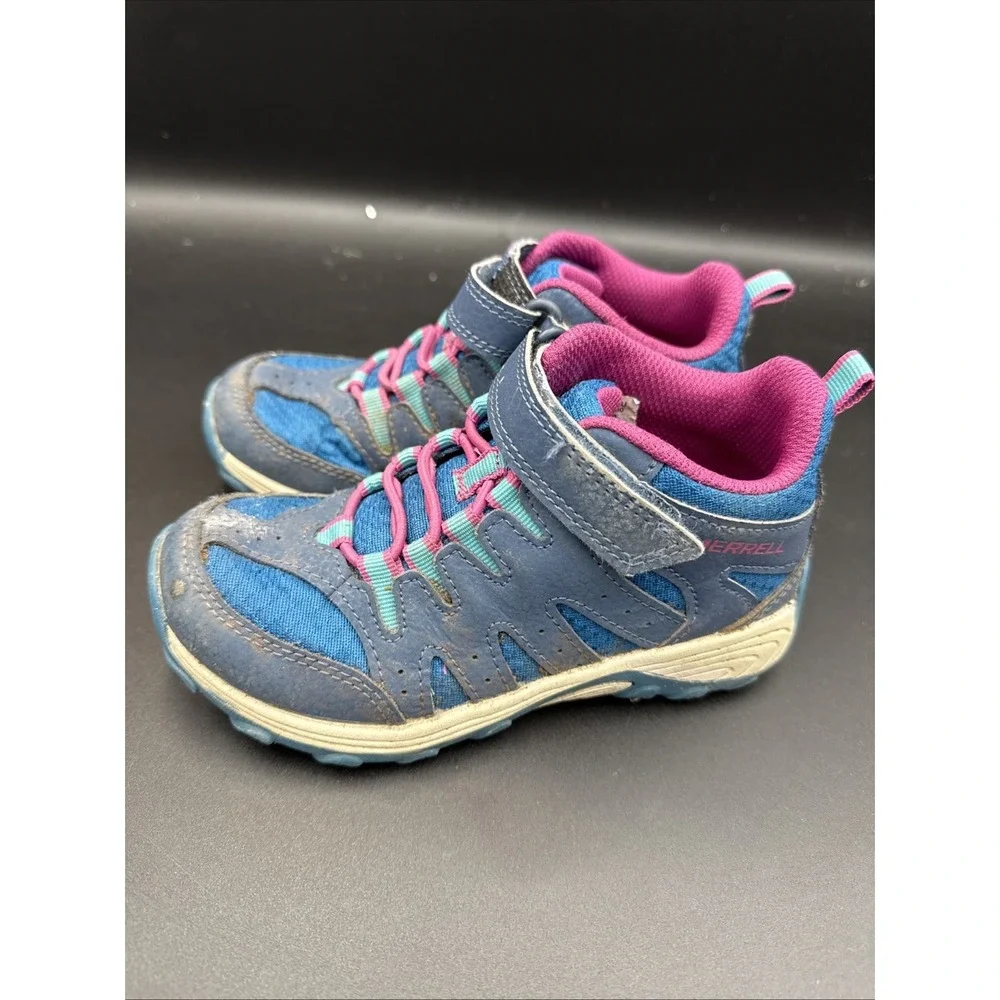 Merrell Outback Mid Hiking Boots Little Girls 12 Pink Blue Trail Outdoor Shoes